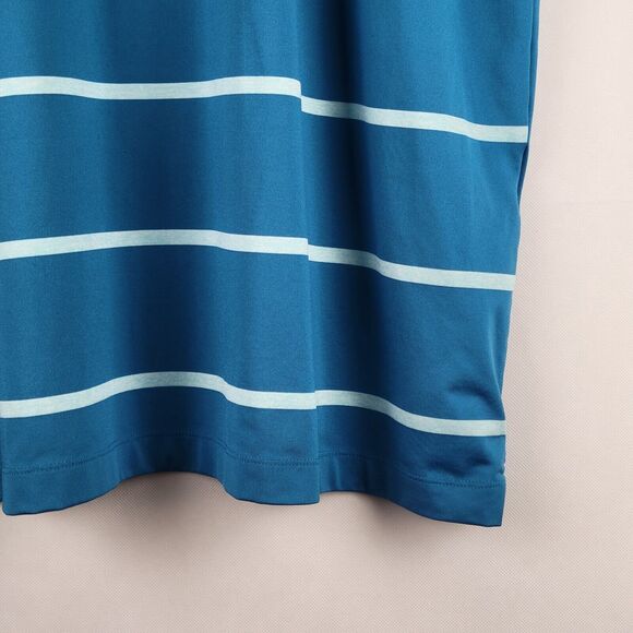 Under Armour Heatgear Polo Shirt Men 3XL Loose Fit Blue Striped Performance Golf - Picture 8 of 11